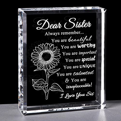 Product Image of the YWHL Sister Birthday Gifts from Sister, Inspirational Sister Gifts for Women, Sister Love Crystal Keepsake for Christmas