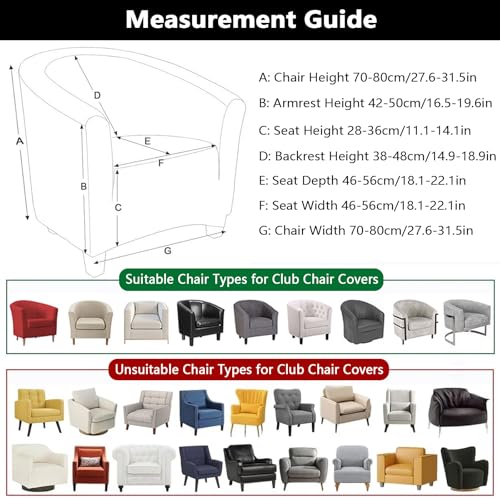 Image of SearchI Club Chair Slipcover Stretch Barrel Chair Covers Jacquard Tub Chair Slipcover Spandex Armchair Sofa Cover Removable Couch Furniture Protector Arm Chair Cover for Living Room(Beige Rhombus)