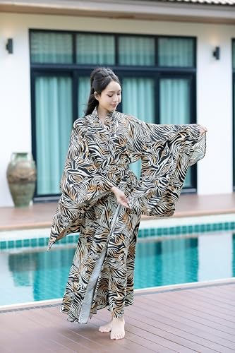 Image of Na'Rak Women's Kimono Robe, Full-Wrap Yukata Style Long Soft Loungewear Luxury Dressing Gown