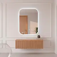 Espelho Decorativo de Parede Orgânico com Led Mod Retangular 55x75 para Sala Quarto Banheiro Hall (Led Frio)