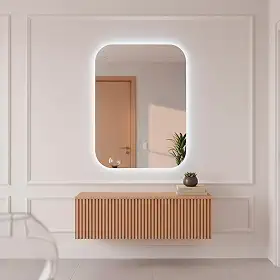 Espelho Decorativo de Parede Orgânico com Led Mod Retangular 55x75 para Sala Quarto Banheiro Hall (Led Frio)