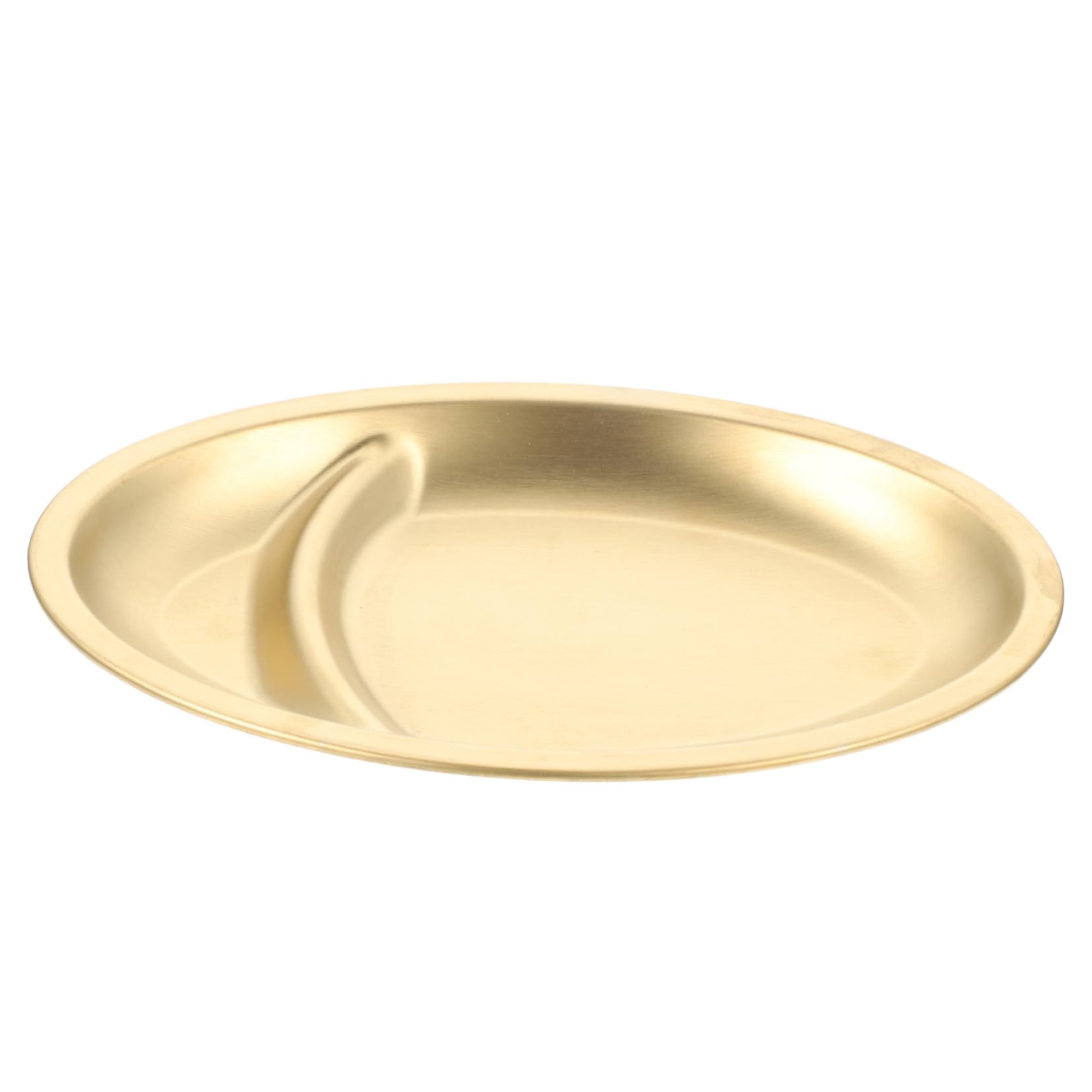 COLLBATH Stainless Steel Snack Plate Fruits Tray Soy Sauce Dipping Dish Fruit Platter Condiment Sauce Bowl Appetizer Plates Plate with Sauce Holder Frying Food Tray Divided Platter Golden