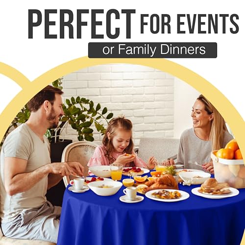 Image of Exquisite 66% Thicker Premium Dark Blue Round Tablecloth 0.5 Mil 24 Pack Plastic Table Cloth Disposable 84 Inch Round Plastic Tablecloth Won't Tear Easily Like Cheap Thin Brands