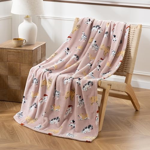 Sushing Cartoon Fleece Throw Blanket Cute Animal Characters Plush Home Decor Soft Lightweight Gift for Adults Kids Machine Washable 55in x 70in Pups