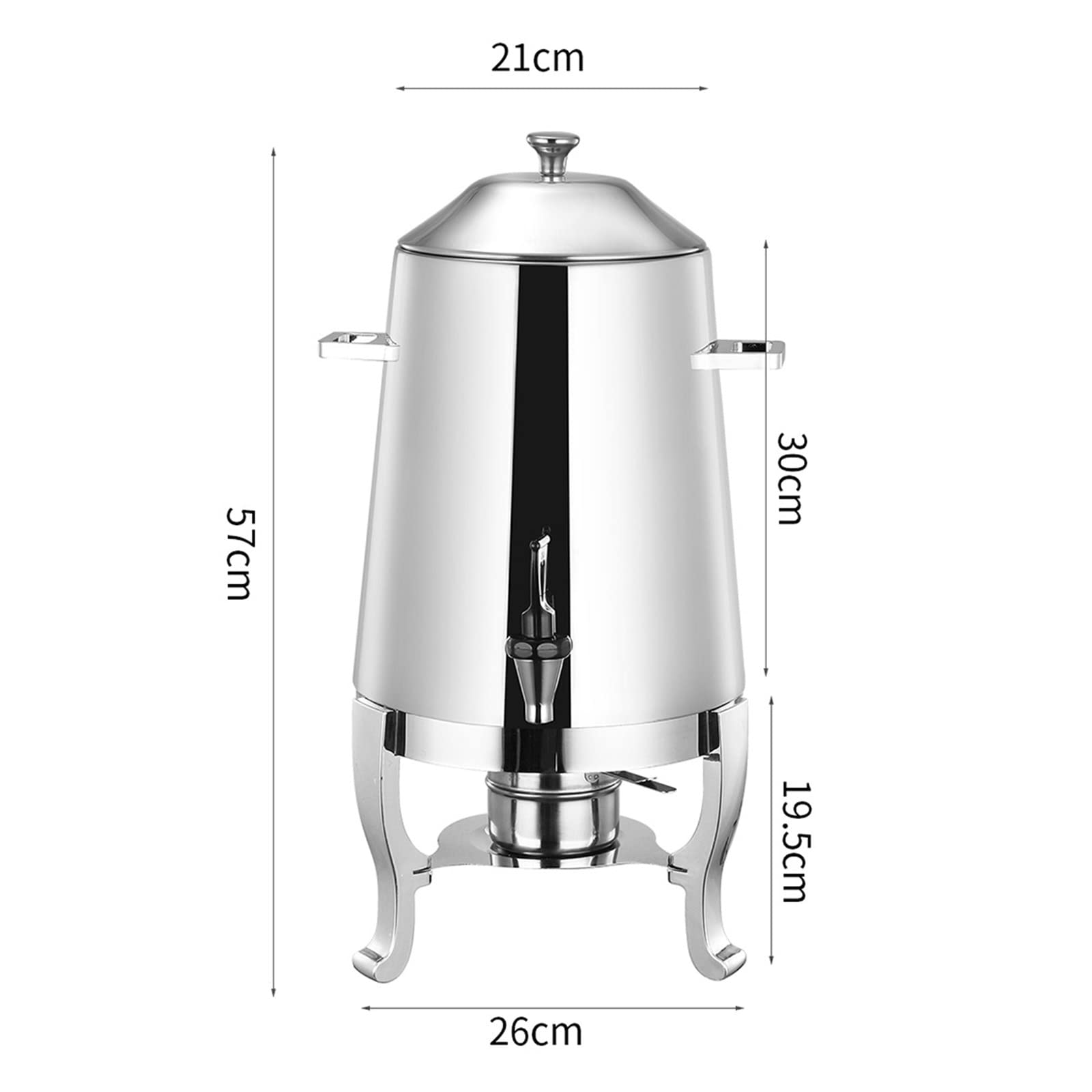 Chafer Urna in acciaio inox, 13 l, dispenser per bevande calde con mini bruciatore per buffet e ristoranti, finitura cromata, contenitore per bevande calde, 3,5 galloni