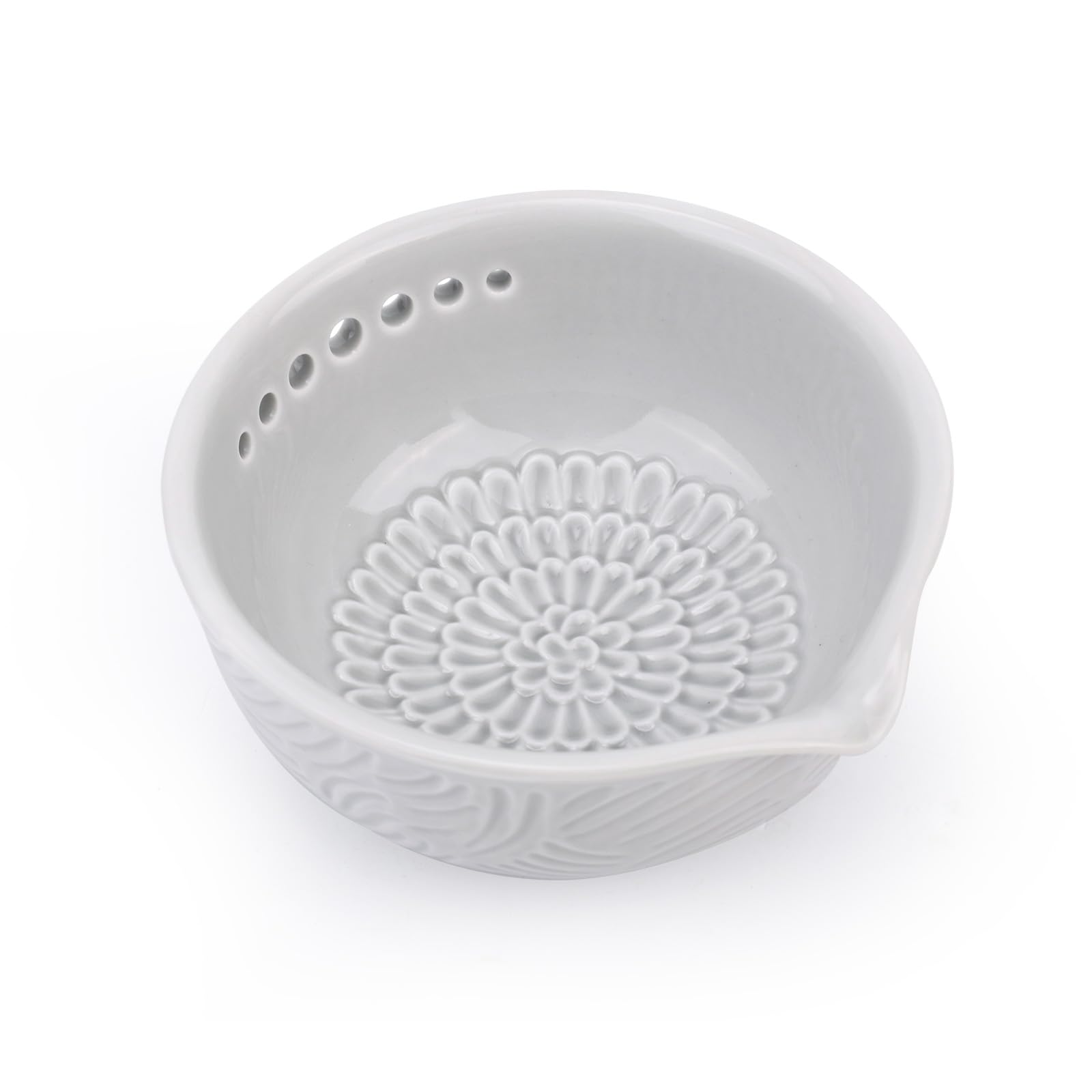 NQEUEPN Ceramic Garlic Grater, Ginger Grater Bowl with Herb Stripper