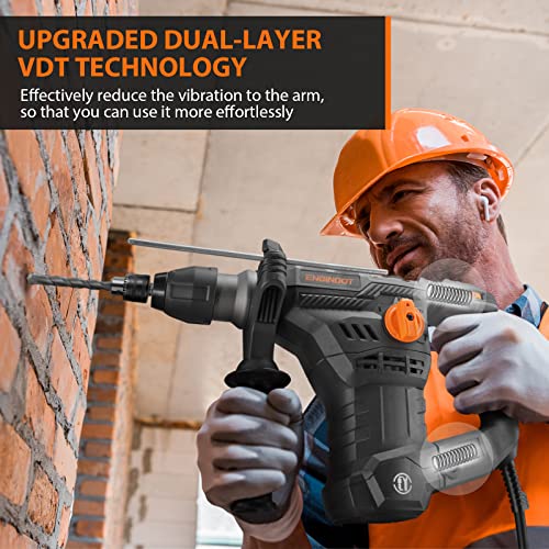 Engindot 1-1/4 Inch Sds-Plus Rotary Hammer Drill, 12.5 Amp 4 In 1 Heavy Duty Hammer Drill With Safety Clutch, Drill Chuck #TOP5