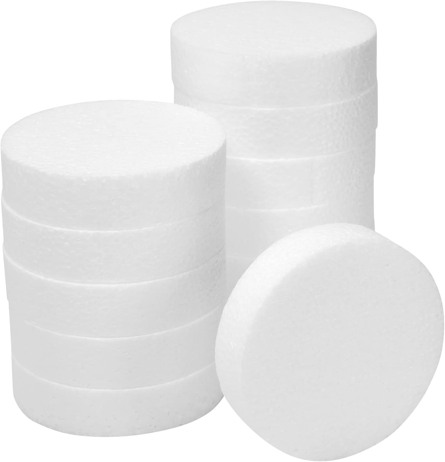 Juvale White Round Floral Foam Circles - 12-Pack, 4 x 4 x 1 in - Foam Blocks for Crafts & Floral Arrangements - Smooth Surface for Painting & Decorating