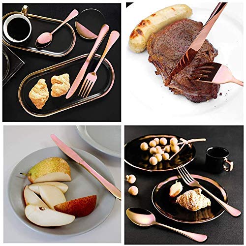 Image of Premium Daily Use Cutlery Stainless Steel Luxury Flatware Serving Dinner Spoon Fork Knife Reusable Mirror Finish for Home Kitchen Dining Table and Gifts (Set of 20, Rose Gold)