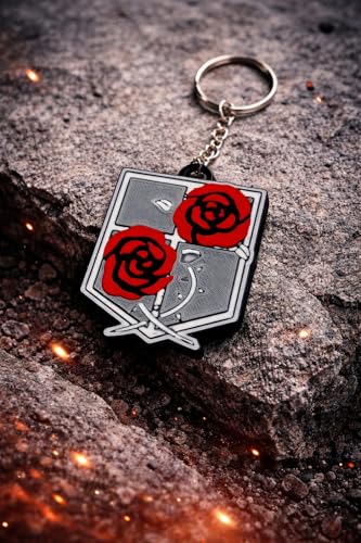 Image of Attack on Titan Keychain Set, Anime Shield Emblem Design with Metal Ring, 4 Pack Collection