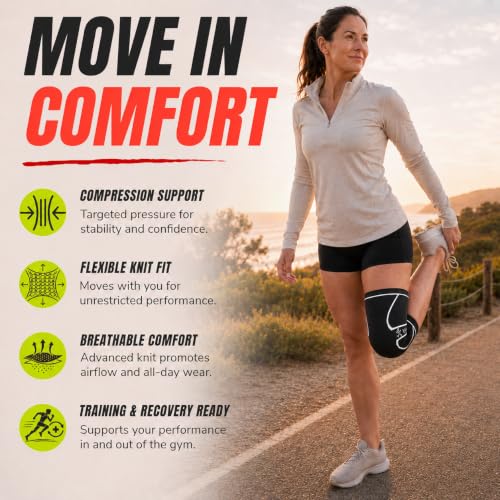 Image of Knee Brace for Men and Women Knee Compression Sleeve Knee Support Wraps for Arthritis Joint Pain Relief, Workout, Swelling, Sports, Circulation, Running, Recovery for ACL & Meniscus Tear