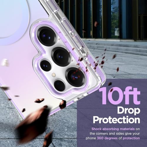 Image of Magnetic Case for Samsung Galaxy S25 Ultra [Compatible with Magsafe] [Anti-Yellowing] [1 Screen Protector] Slim Clear Iridescent Case for Galaxy S25 Ultra 6.9 inch, Purple