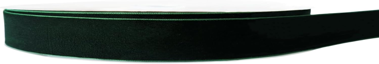 Abbaoww 25 Yards Dark Green Velvet Ribbon 1 Inch Single Face Velvet Ribbon for Christmas Wreath Decoration Gift Wrapping DIY Project Bow Making (Dark Green, 1 Inch)