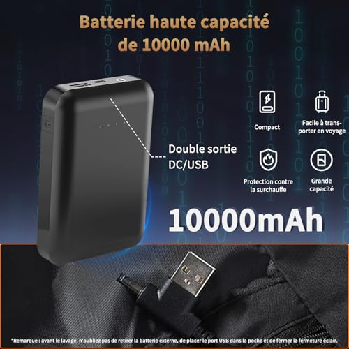 Chaleco calefactable hombre con forro térmico y calefacción USB de 15 zonas 3