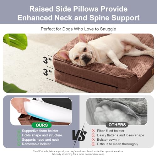 Image of Rainmr Waterproof Dog Bed for Small Dogs - Orthopedic Memory Foam Puppy Couch Sofa, Removable Cover & Anti-Slip Bottom, 30x20 Inches, Brown