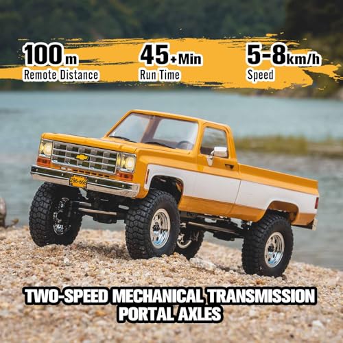 Image of FCX18S FMS 1 /18 Chevrolet K10 S RC Truck, Officially Licensed 4WD RC Crawler 2 Speeds Switch with LED Lights, Off-Road RC Model for Adults (Black)