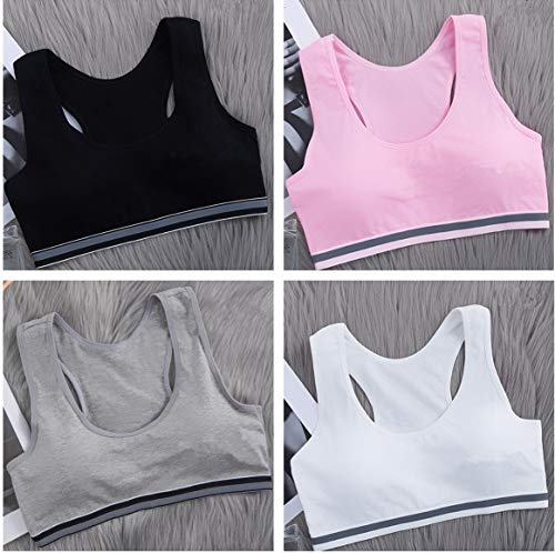 Girls Cami Racerback Sports Training Bra 8-10 10-12 Unpadded 4 Pack4