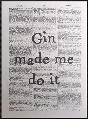Gin & Tonic Humour Funny Quote Print Vintage Dictionary Page Wall Art Picture Bar