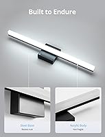 Vista 5 de Combuh LED Bathroom Light Fixtures Over Mirror 24 Inch 14W, Black Vanity Lights Bar for Bathroom, Modern IP44 Wall Sconce Cool White 6000K