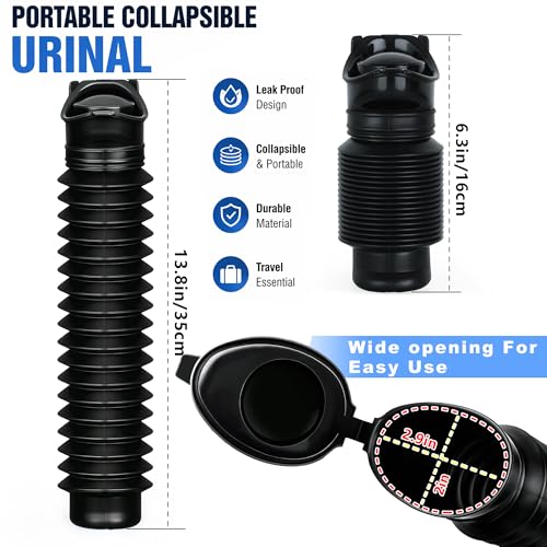 Pee Bottles For Men,Adjustable Urine Bottle With Disposable Replacement Bags,Car Pee Bottle For Men And Women,750ml,Leakproof, Emergency Urinal For Road Trips,Traffic Jams And Camping (Black)