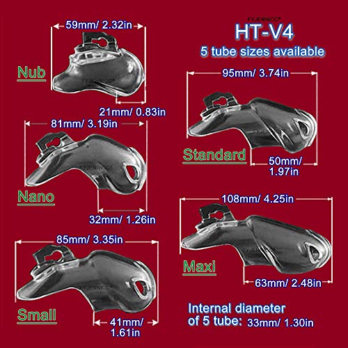 Image of HT-V4 Chastity Cage for Men | 5 Adjustable Wide Rings & 6 Colors | Beginner-Friendly | Adult Sex Toy with Sizing Guide (Black, Maxi)