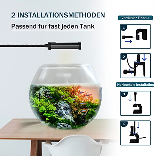 Aquarium Lampe, 10W Mini Aquarium LED Beleuchtung, 4-Kanal WiFi und Line Controller Dimmbares Fischlicht mit verstellbarem Schwanenhals, Meerwasserpflanze Nano Kleinfischbecken(BA10-F) – Bild 4