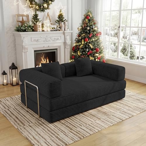 Lista de Sofa Cama Coppel Precios los más recomendados. 50 BSHOMGI - Sofá cama 4 en 1, tamaño queen, sofá plegable y convertible, sofá comprimido relleno de espuma de peluche, funda de pana extraíble, sofás que ahorran espacio para...