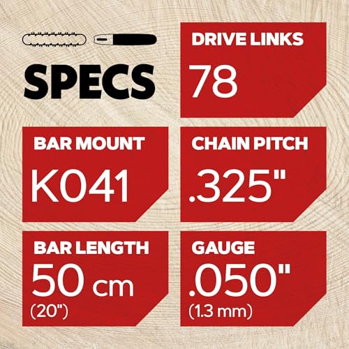 Image of Oregon 20 inch Bar & Chainsaw Chain Combo, .325 inch, .050 inch Gauge, 78 Drive Links