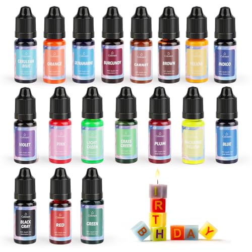 Colorant liquide pour bougies - 18 couleurs - Colorant pour cire de soja - Colorant pour cire