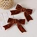 2pcs Brown Velvet Ribbon Hair Bows Clips for Girls Kids 3in Small Cute Soft Fall Velvet Alligator Barrettes Hairpins Everyday Give Thanks Dress Outfit Decoration Accessories Gift