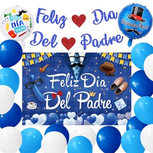 La Mejor Lista de globos dia del padre - los más vendidos. 37 Telón de fondo con pancarta Feliz Día del Padre, pancarta del Día del Padre feliz para decoración de Feliz Día del Padre
