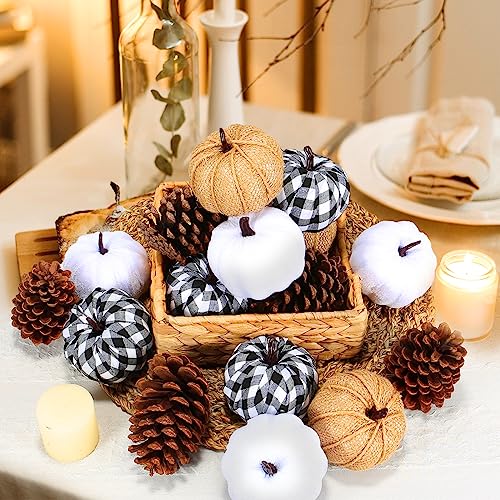 12pcs Mixed Artificial Pumpkins Fake Harvest Pumpkins for Fall Wedding Thanksgiving Halloween Decoration