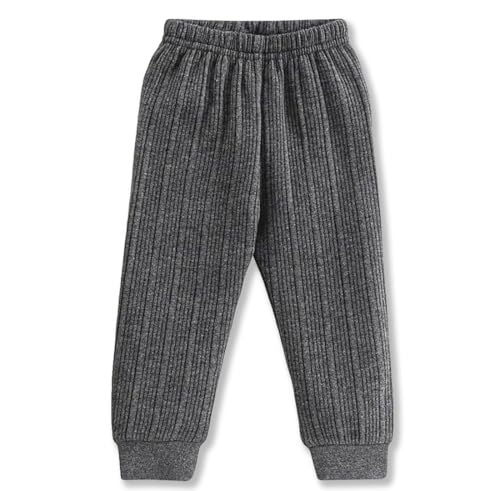 Image of TS LAVI TAVI Kids' Thermal Pajama Set Ribbed Cotton Blend Long Sleeve Top & Pants Unisex Sleepwear for Boys & Girls