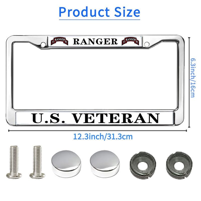 Image of US Ranger Veteran Slim Design License Plate Frame US Ranger Gift License Plate Frame Custom for Birthday Gift