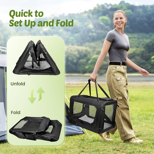 BugyKido Hundebox faltbar, Hundetasche für Reise & Auto, 60x42 x42 cm, Hundetragetasche mit Tragegriff, Matte und Tasche, Netzstoff, Atmungsaktiv, für Haustiere mit einem Gewicht zwischen 7 und 11kg