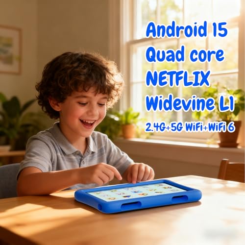 Image of ZZB Kids Tablet 10 Inch, Android 15.0, 8GB (3+5 Extended) RAM 32GB ROM (Expandable to 1TB) Dual Camera 6000mAh Preloaded with Kid-Friendly Apps Tablet with Case,Android Tablets for Kids (Deep Blue)