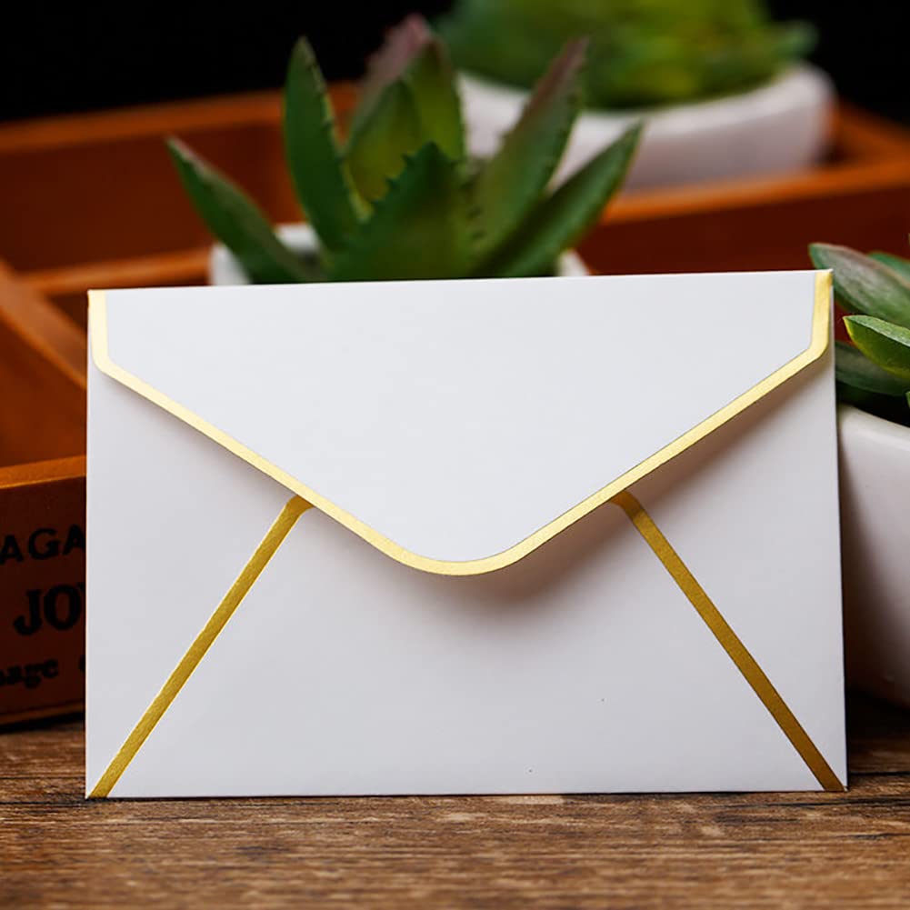 30 Pcs Mini Gift Card Envelope Small Invitations Envelopes Greeting Cards Envelope Business Card Envelopes Tiny Pockets with Gold Border Black - Image 2