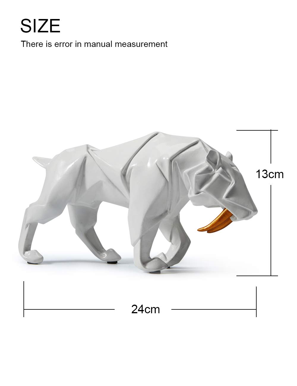 HAUCOZE Dinosaur Statue Arts Animal Figurine Modern Decor Leopard Sculpture Polyresin White 9.8inch