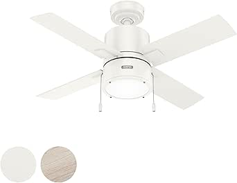 Hunter Fan 52 Inch White Indoor Ceiling Fan With Light Kit And Handheld Remote For Bedroom, Living Room/Family Room, Dining Room, Kitchen, Office (Certified Refurbished - View #3