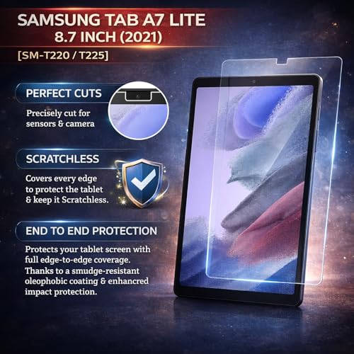 Image of Samsung Tab A7 Lite 8.7 Inch (2021) Tempered Glass | Screen Protector Tempered Glass for Samsung Galaxy Tab A7 Lite 8.7 Inch - SM-T220 / T225 (2021)