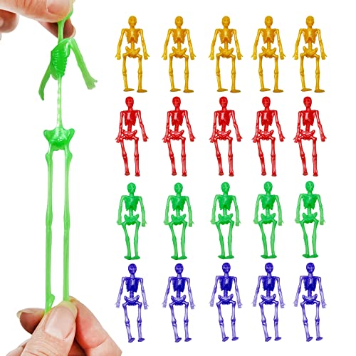 Bonhomme Elastique Jouet, Stretchy Toys Squelette Nouveauté Jouet Amusant pour Halloween Cosplay Party 20Pcs