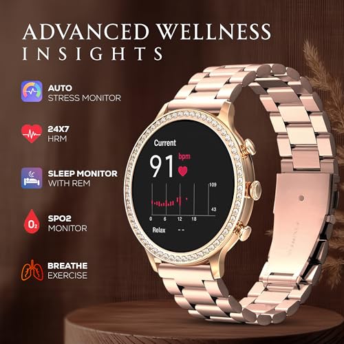 Image of GameSir GenDiva Smartwatch for Women with Bluetooth Calling, 1.69 inch AMOLED Display, 100+ Sports Modes, Health & Sleep Monitor, Voice Assistant, IP68 Waterproof, Long Battery Life, (Rosegold)