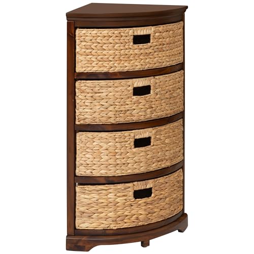 eHemco Hampton Meadows 4 Tier X-Side Corner Table Storage Cabinet, Walnut