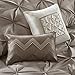 Madison Park Essentials Room in a Bag Faux Silk Comforter Set - Luxe Diamond Tufting All Season Bedding, Matching Curtains, Decorative Pillows, Taupe Queen(90