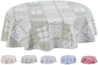 Home Direct Round Oilcloth PVC Wipe Clean Tablecloth Table Cover 140cm 55" Beige