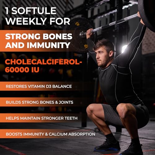 Image of The Body Reserve Vitamin D3 60000 IU - Vitamin D3 Supplements for Men & Women Cholecalciferol Capsules for Bones & Immune Health- 40 Soft gel capsules (once a week use)