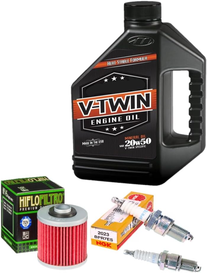New Oil Change Kit W/Spark Plugs Compatible With Yamaha V Star 1100 (1999-2009)