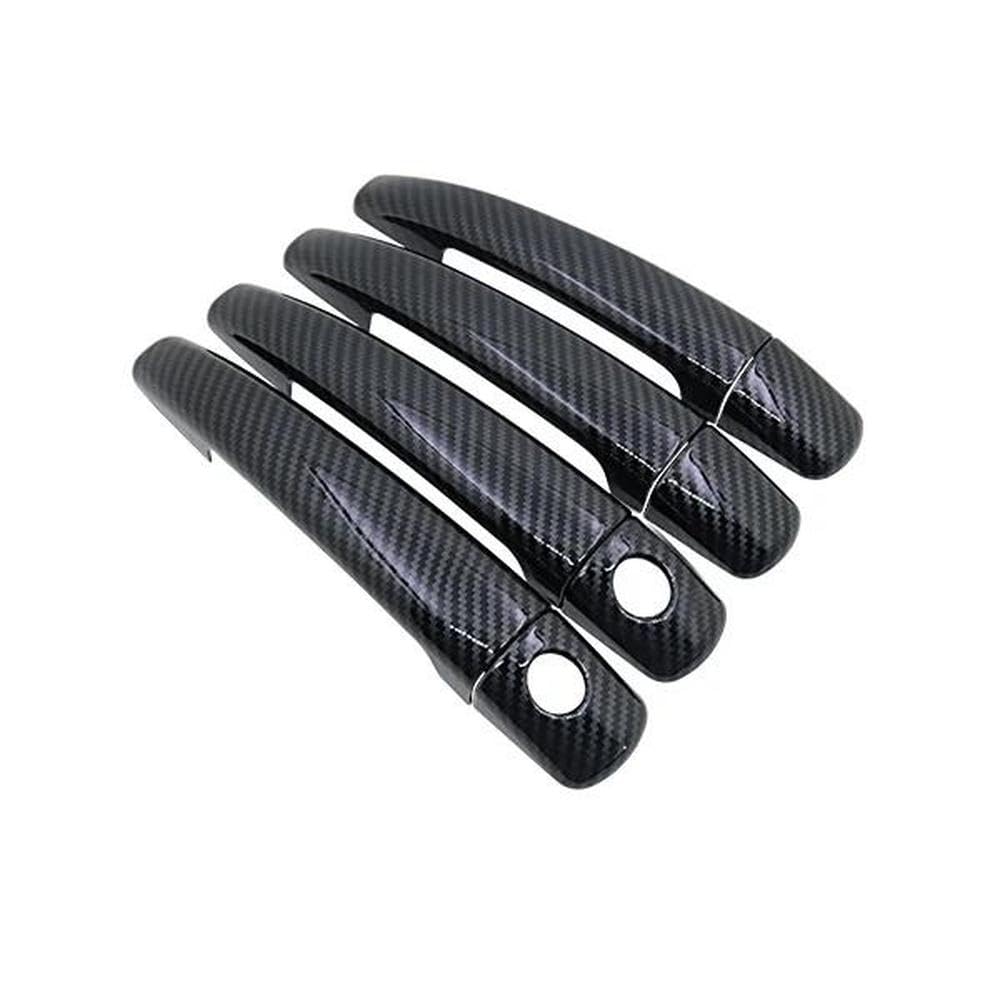 Sxqpocar 4Handle 2 Keyhole Carbon Fiber Door Handle Cover For Peugeot Partner Mk2 2009 2010 2011 2012 2013 2014 2015 2016 2017 2018 Replacement Parts(4Handle 2 Keyhole)