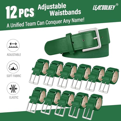 LEACOOLKEY 12 Pcs Baseball Belts Adjustable Softball Belts Bulk Team Sprots Belts for Adult and Youth3