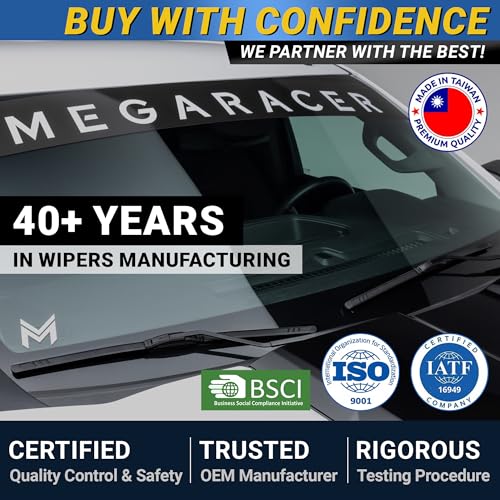 Image of Premium Silicone Windshield Wiper Blades 24 inch & 20 inch (2 Pack) for Car & Truck | Carbon Fiber Design, Quiet & Smooth Streak-Free Clean Wipe, All-Season, OEM Quality, Front Automotive Replacement Wipers